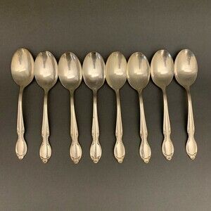Wm Rogers International Silver Precious Mirror Silverplate 6 3/4 Spoons Lot of 8
